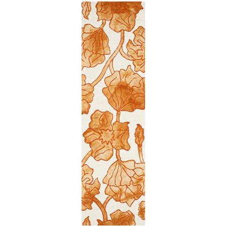 Safavieh 2 ft. 3 in. x 8 ft. Runner Dip Dye Hand Tufted RugIvory & Orange DDY683A-28